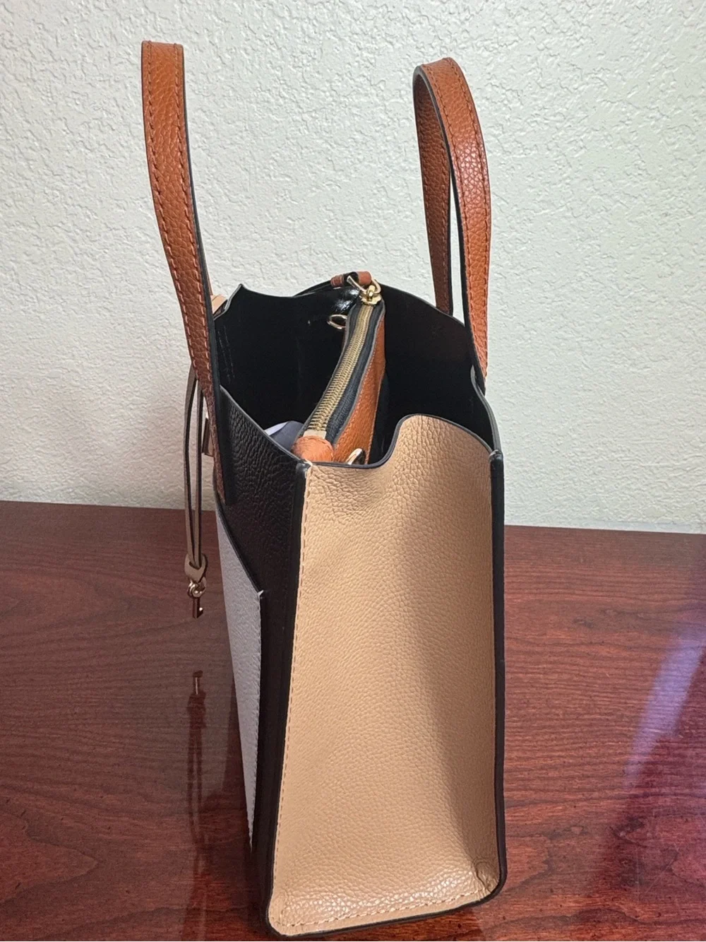 Marc Jacobs Black, White & Tan Colorblock Satchel